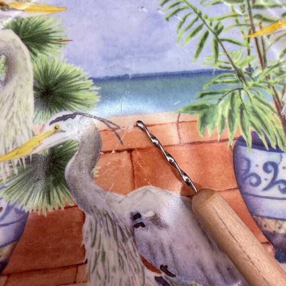 4 American Antelier Marsh Bird Tropical Themed Ceramic Plates 8.5" Diameter - Picture 10 of 11